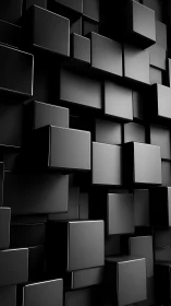 Black cubic blocks form staggered geometric 3D wall