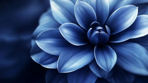 Blue lotus flower with layered petals against dark background.