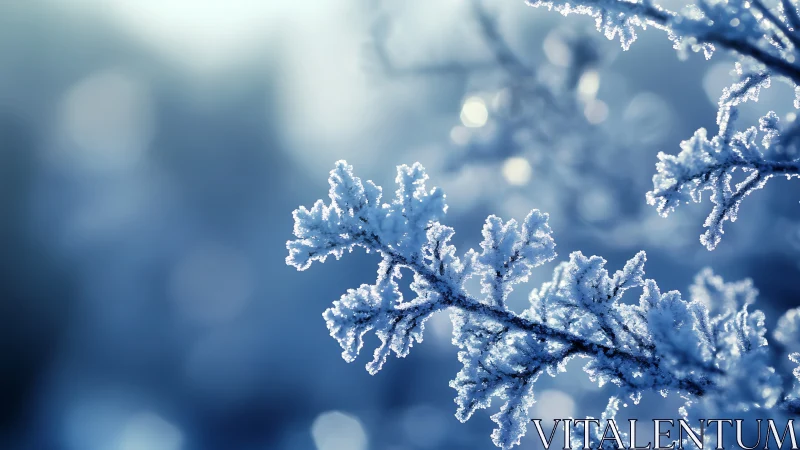 Delicate frost crystals glow against a soft winter haze.