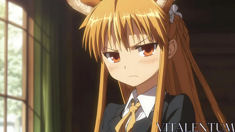 Fox-eared honor student glows with stubborn midday resolve.