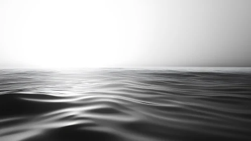 Minimalist monochrome seascape renders high-gloss fluid surface