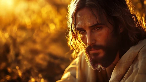 Golden hour portrait of a contemplative bearded wanderer.