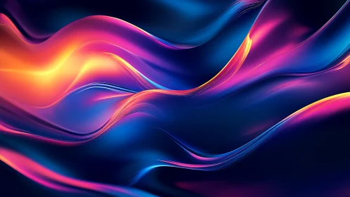 Chromatic fluid waveforms with neon gradient spectral ribbons