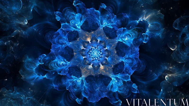 Radiant blue fractal bloom unfolds in a deep cosmic void