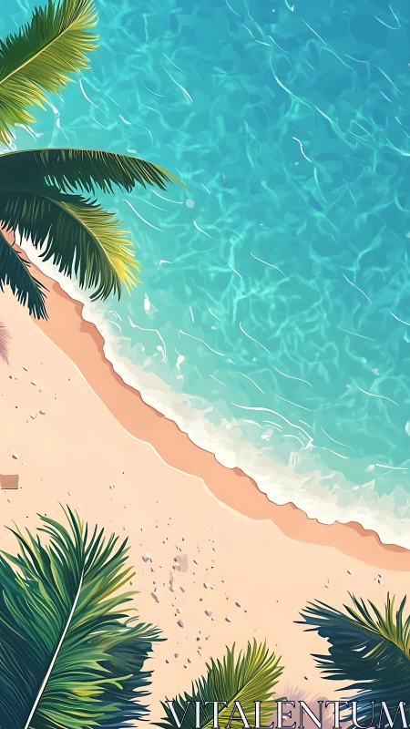 Tropical Paradise: Where Palm Fronds Meet Turquoise Waters.