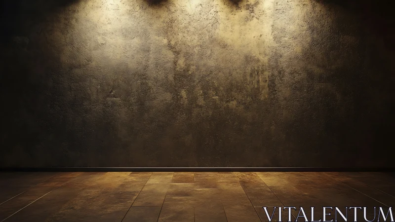 Textured concrete wall with warm gallery spotlights.