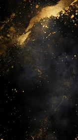 Gold dust streaks cut diagonally through deep black void