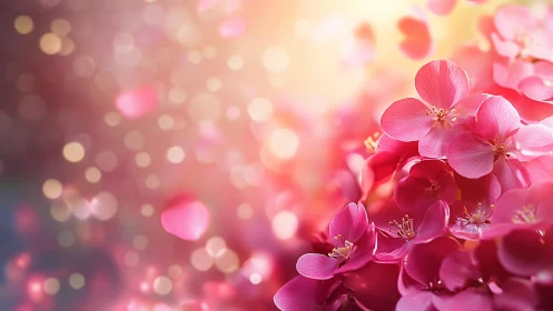 Blushing Garden Dreams in Soft Bokeh Light.