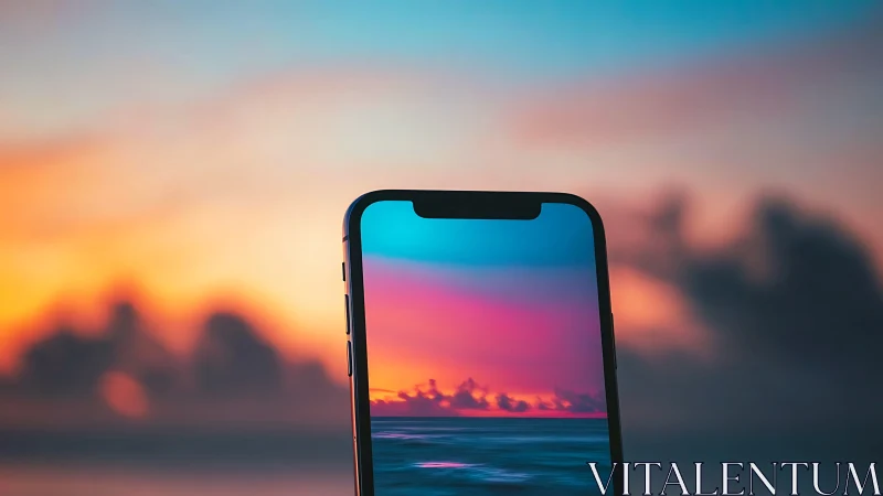 Sunset Gradient Captured on Smartphone Display.