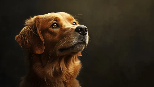 Golden retriever luminance study with high-detail fur rendering.
