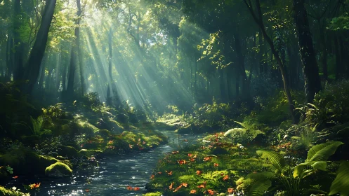 Enchanted Forest Sanctuary Where Sunbeams Dance Through Ancient Timber