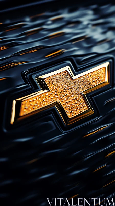 Golden bowtie emblem glows like molten metal on dark waves