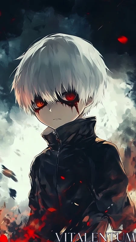 Anime character illustration with dark atmospheric lighting.