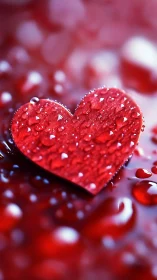 Red Heart with Water Droplets.