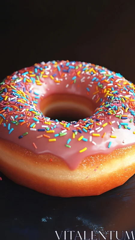 Glazed Donut with Multicolored Sprinkle Topping. Commercial Food Photography.