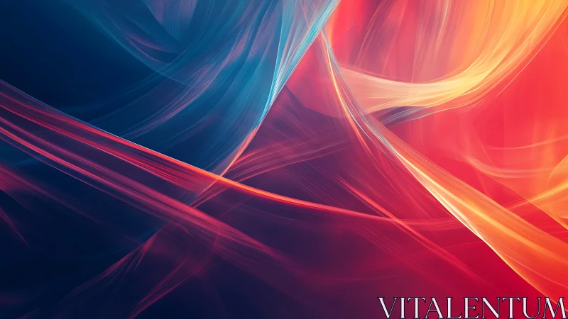 Layered abstract light trails in red, blue, and yellow tones.