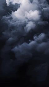 Dense white vapor clouds over dark background field.