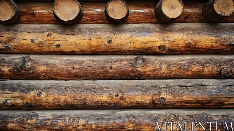 Sun-burnished log wall rhythm with knotty forest whispers.