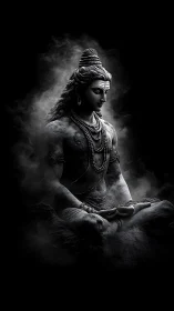 Silent ash-born yogi breathing storms of midnight smoke.