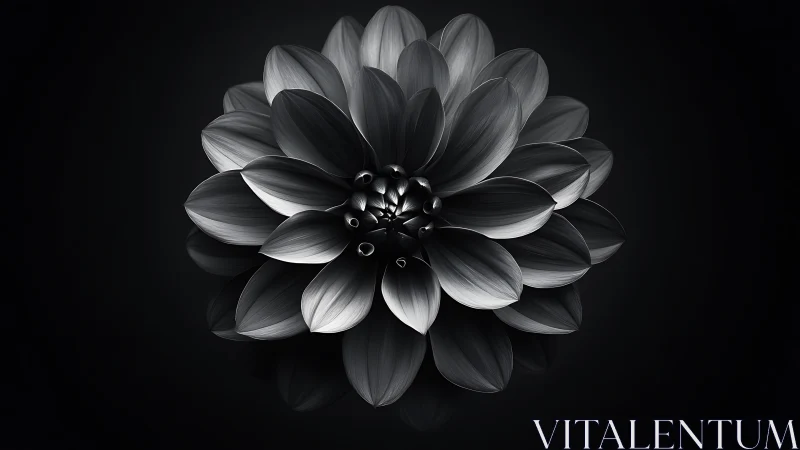 Monochrome Dahlia Bloom with Sculptural Petal Dimensionality.