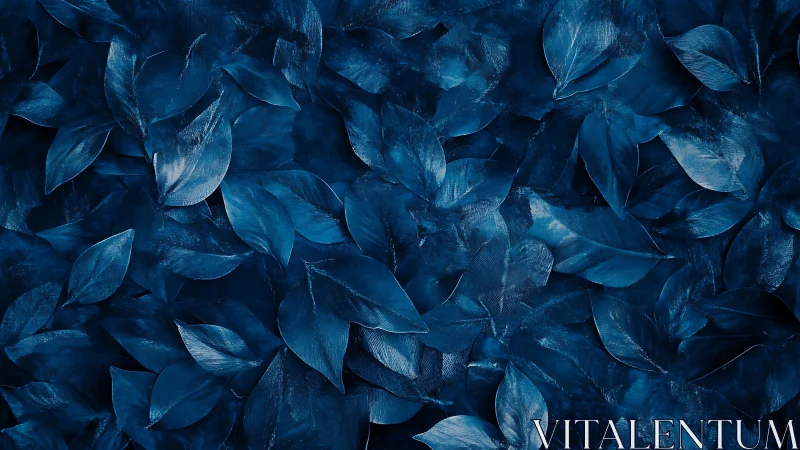 Midnight blue foliage texture with glossy overlapping leaves.