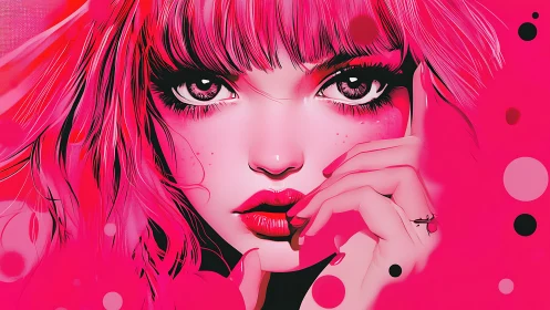 Dreamy pink portrait with soulful eyes and bold attitude.