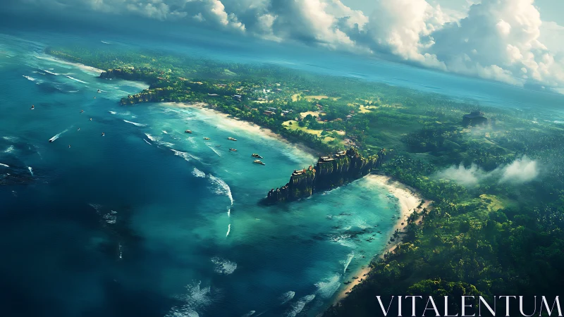 Tropical Archipelago Aerial Survey: Crystalline Seas and Limestone Formations.