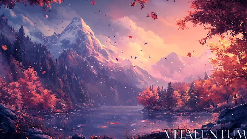 Gentle autumn mountains glow above a quiet reflective lake