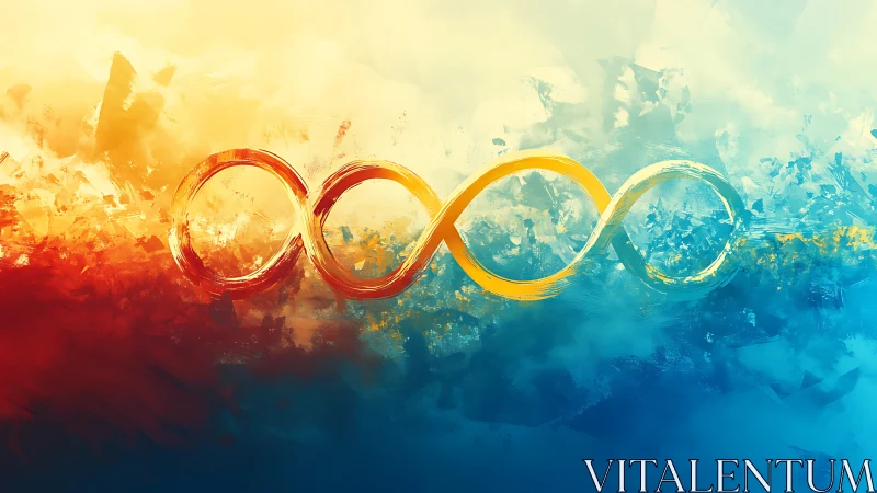 Brushstroke infinity symbols span warm to cool gradient