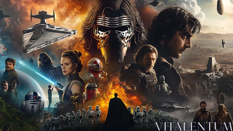 Cinematic sci fi montage layers heroic and dystopian narratives