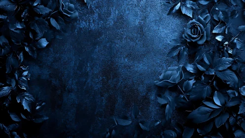 Midnight Roses Surround Textured Deep Blue Stone Surface.
