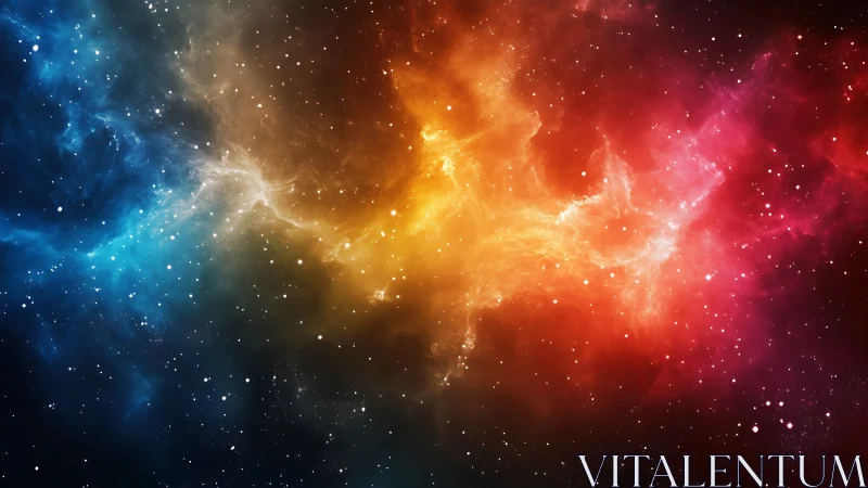 Colorful nebula cloud with bright stars in deep space.