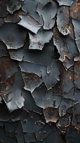 Weathered peeling paint reveals a rich rusted metal texture