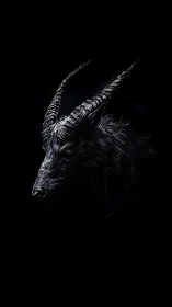 Nocturnal horned phantom glows from the deep black silence.