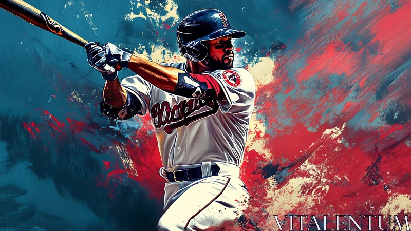 Dynamic digital painting of baseball batter in full swing motion.