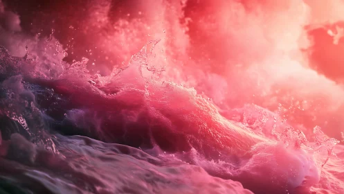 Crimson backlit surf captures turbulent liquid dynamics