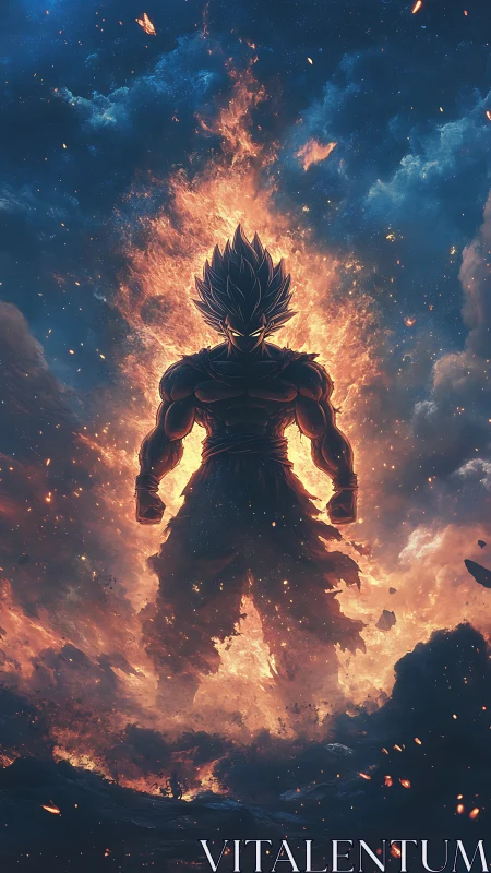 Stellar warrior ignites a blazing ascension through cosmos.