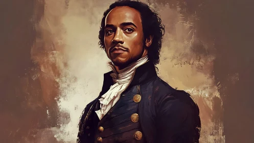 Regal historical officer portrait in painterly digital style.