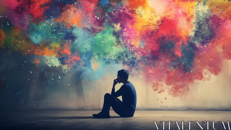 Dreaming in color beneath a sky made of swirling thoughts.