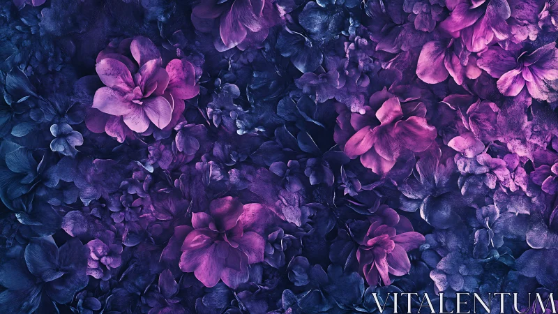 Purple and blue floral arrangement with dense petal clusters