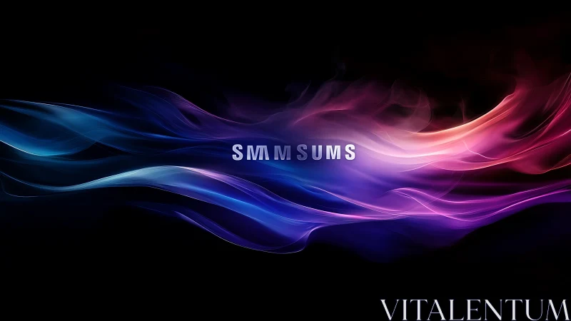 Colorful light waves flow gently around bold central text