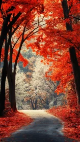 Vermillion Cathedral: Where Trees Frame Eternal Autumn Gold.