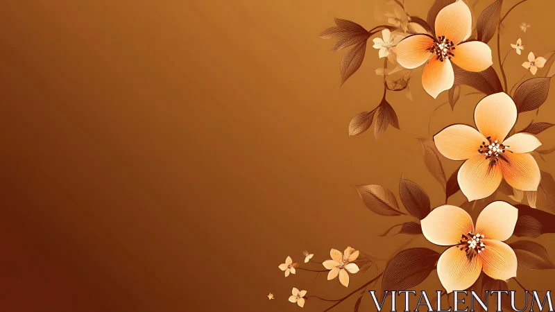 Warm Golden Flowers Dance Gracefully Across Amber Backdrop