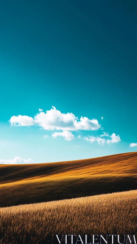Light clouds pass above layered grain fields at midday