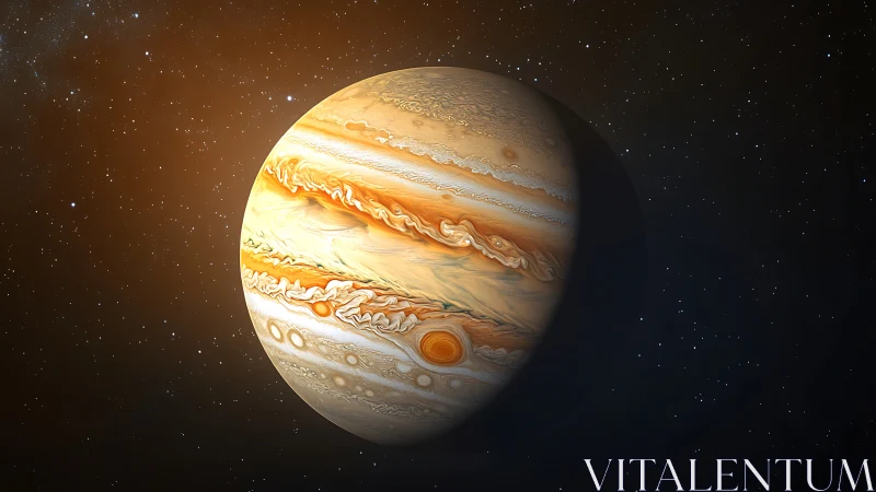 Storm-woven Jupiter rolls through velvet starlit silence