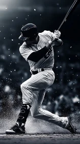 Right-handed baseball hitter in dynamic follow-through swing