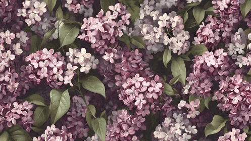 Lilac Botanical Composition with Layered Floral Density.