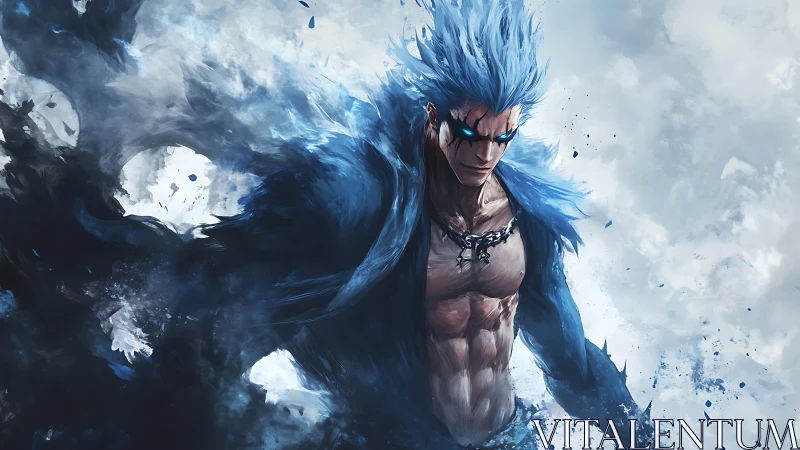 Blue-haired warrior channels violent storm energy. Period.