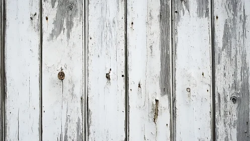 Weathered white wooden boards with peeling paint texture.