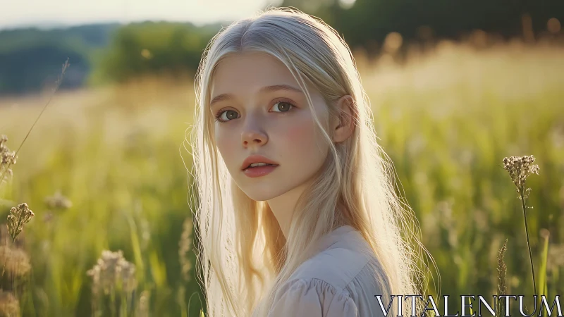 Soft evening sunlight gently embraces a serene field portrait